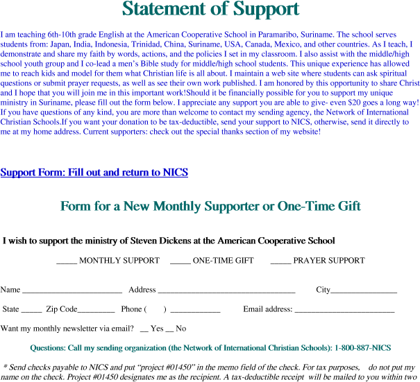 Statement of Support